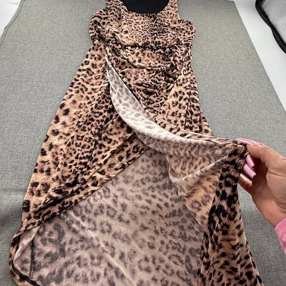 I.N.C international Concepts Faux Wrap Midi Dress Cheetah Sleeveless Scoop Neck - Picture 6 of 13